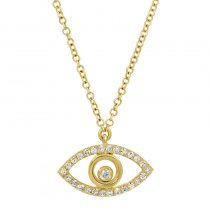 Yellow Gold Sapphire Crystal Evil Eye Necklace