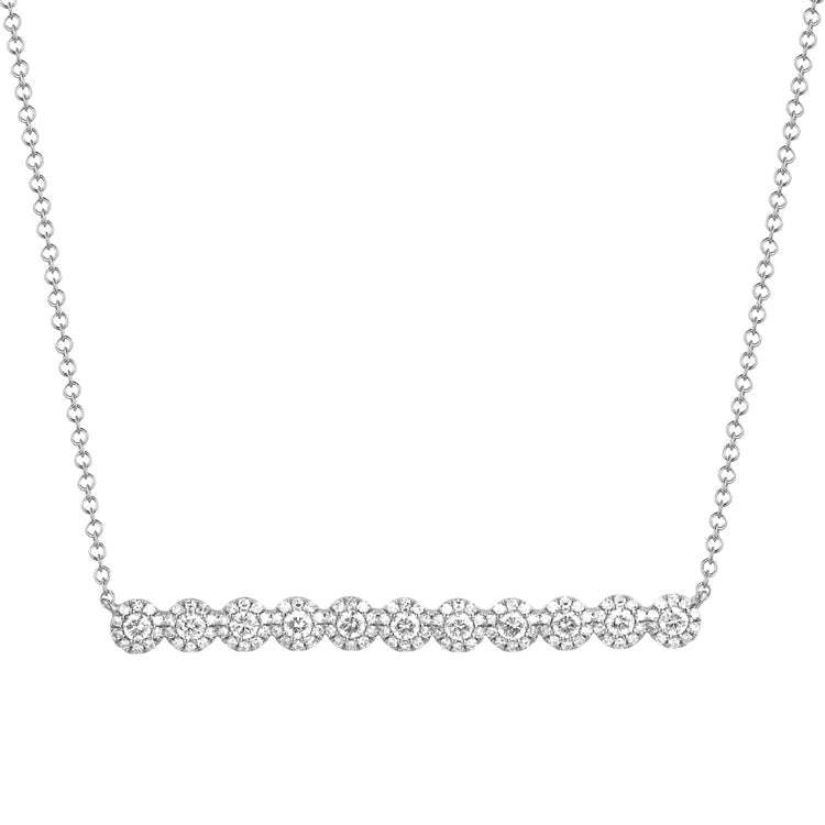 14k Round Diamond Bar Necklace