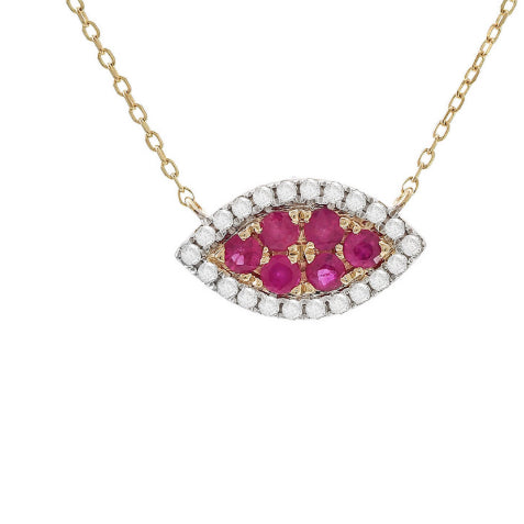 Yellow Gold Fashion Round Prong Ruby Necklace