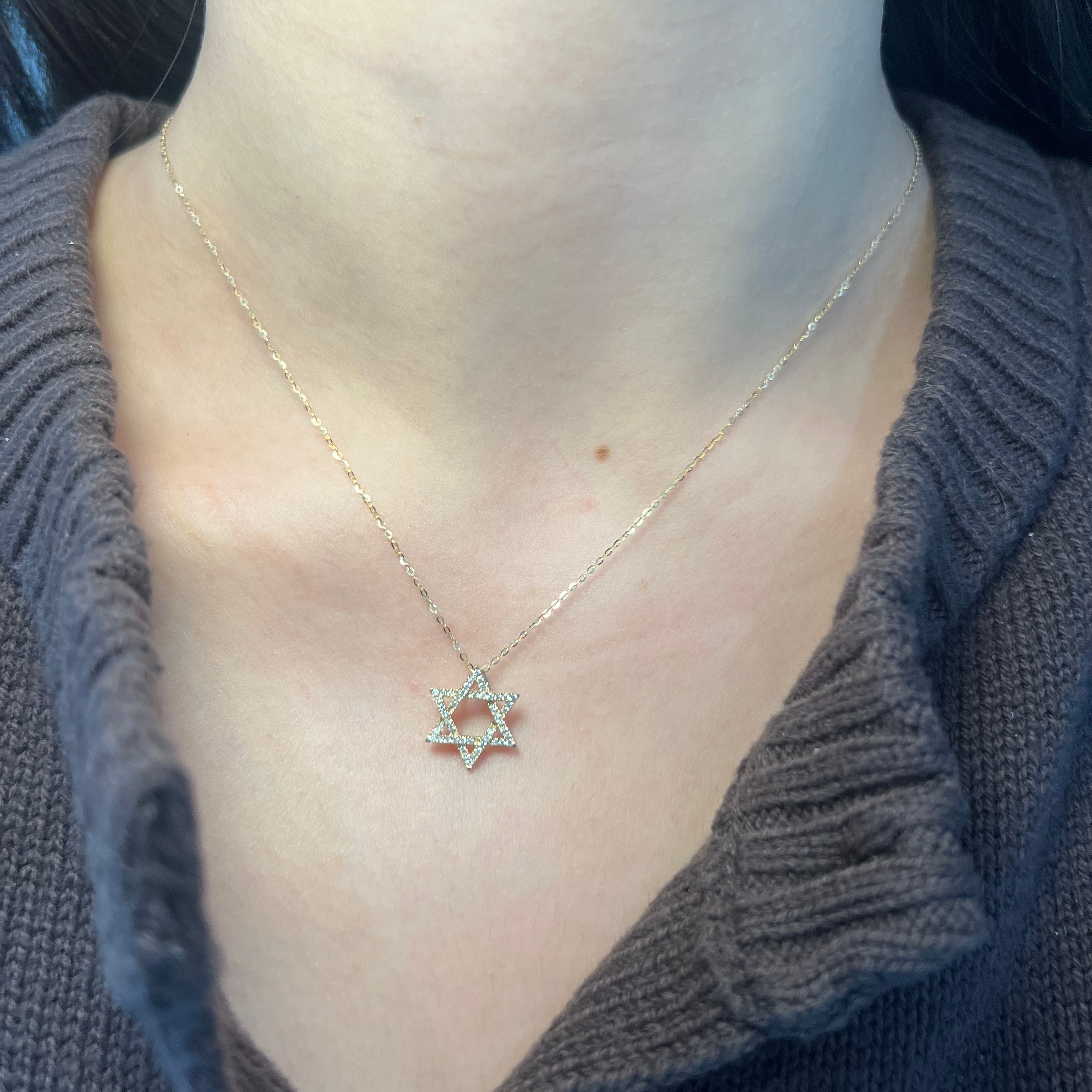 14k Gold Diamond Jewish Star Charm
