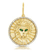 .16CT GREEN GARNET AND DIAMOND FLUTED LION PENDANT