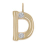 14K Letter D Charm with two Diamonds