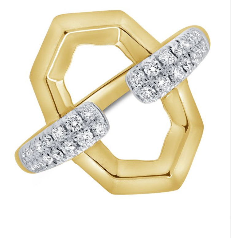 0.28CT DIAMOND HEXAGON RING