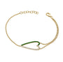 Half Emerald/Half Diamond Open Heart Bracelet