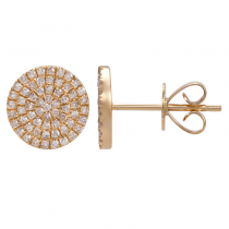 14k Gold Circle Diamond Stud Earrings