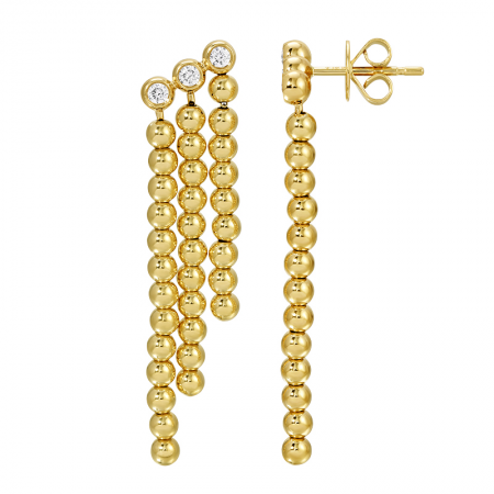 14k Yellow Gold Bead Ball Diamond Earrings