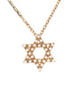 Yellow Gold Jewish Star Single Prong Diamond Necklace