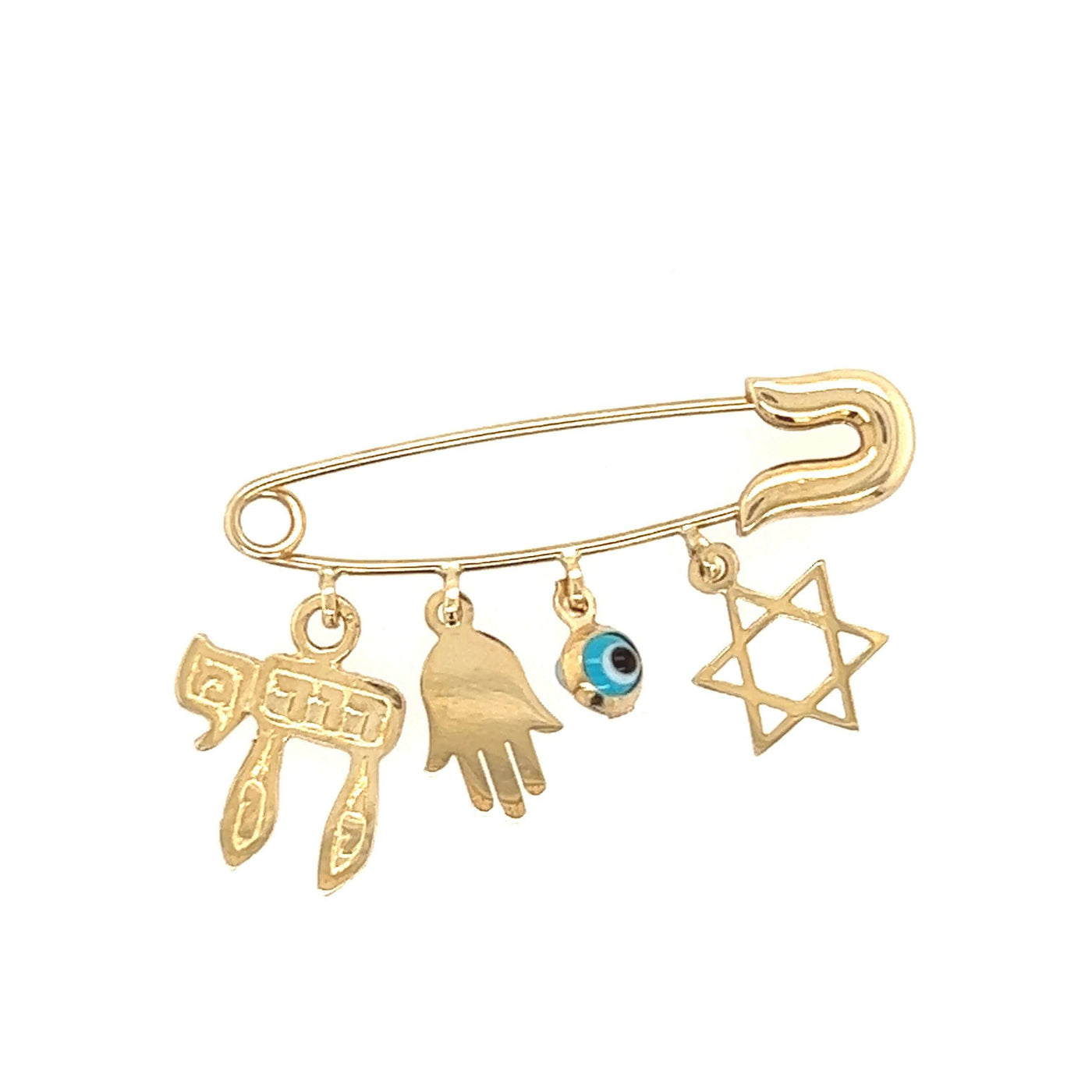 14K Gold Jewish Charms Baby Pin