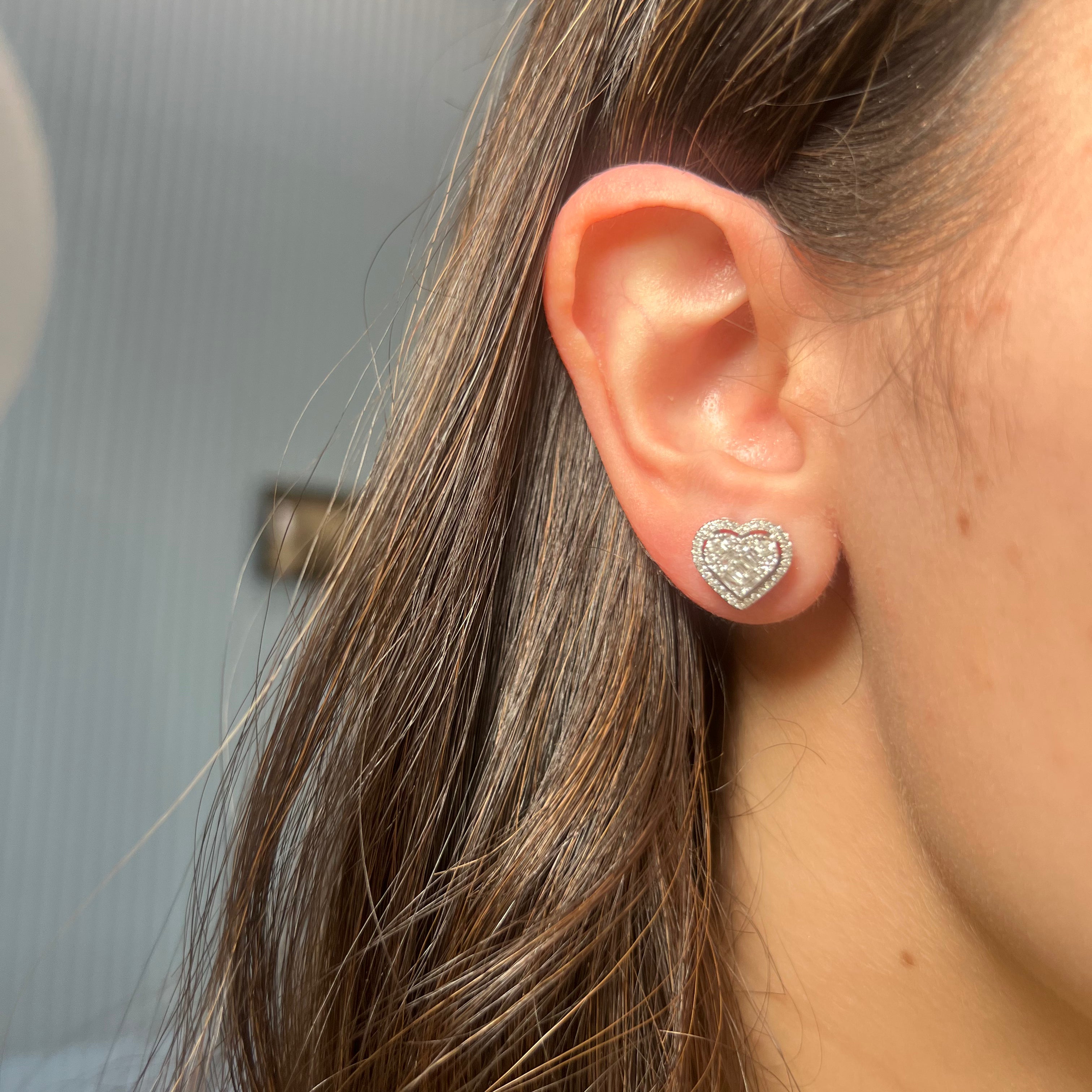 Diamond Heart Shaped Studs