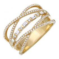 14k Yellow Gold Diamond Crossover Stacking Ring