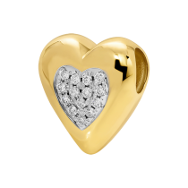 14k Yellow Gold Diamond Heart Rondelle Charm
