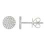 14k White Gold Mini Pave Circle Diamond Stud Earrings