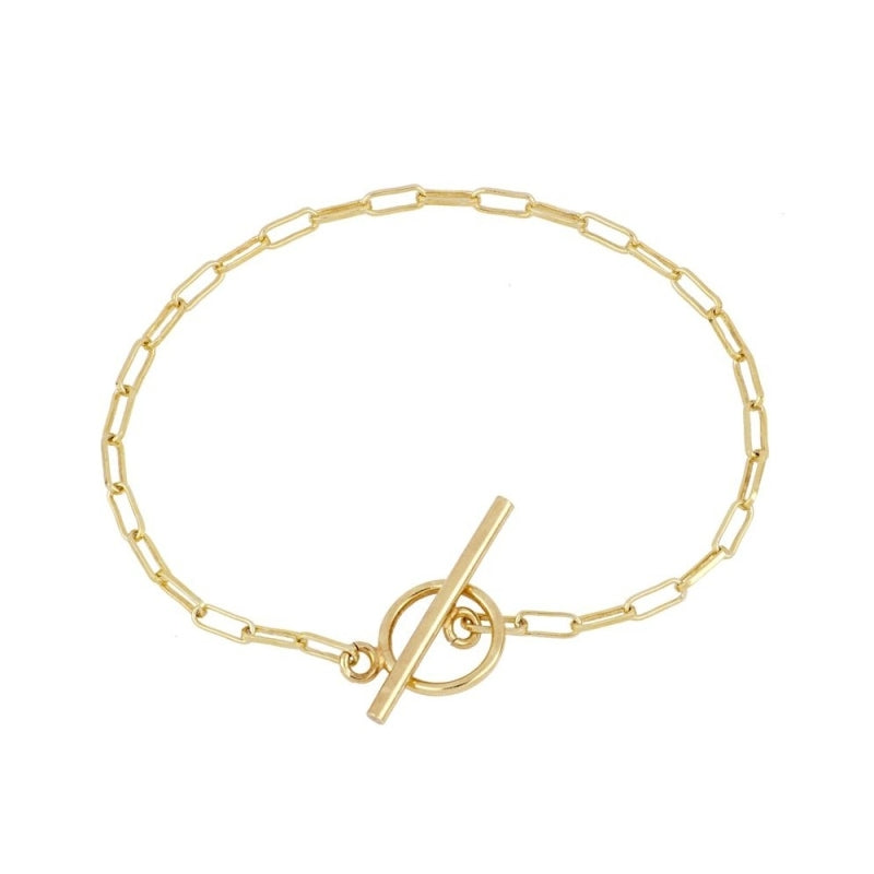 14k Gold Paperclip Toggle Clasp Anklet