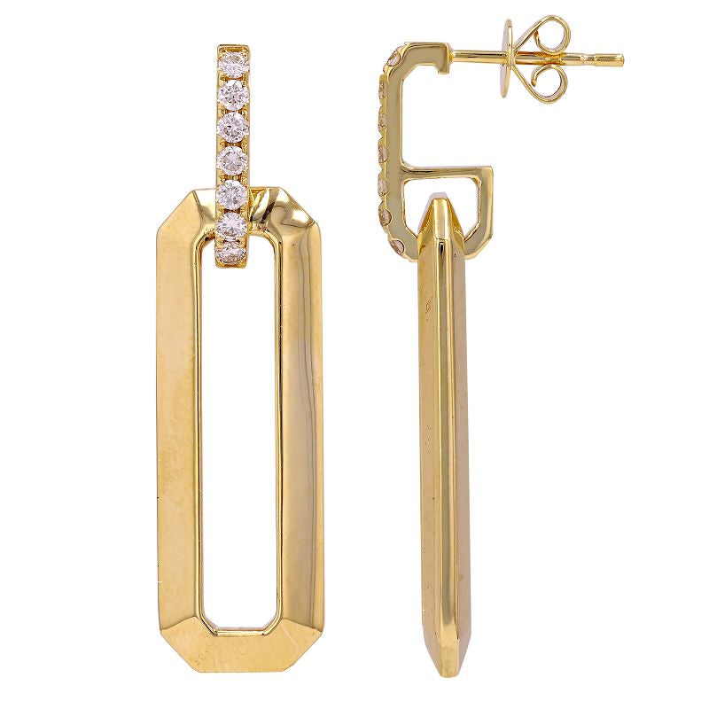 14k Yellow Gold Diamond Drop Earrings