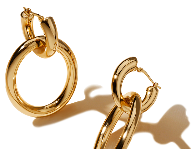 14k Yellow Gold Double Hoop Earrings