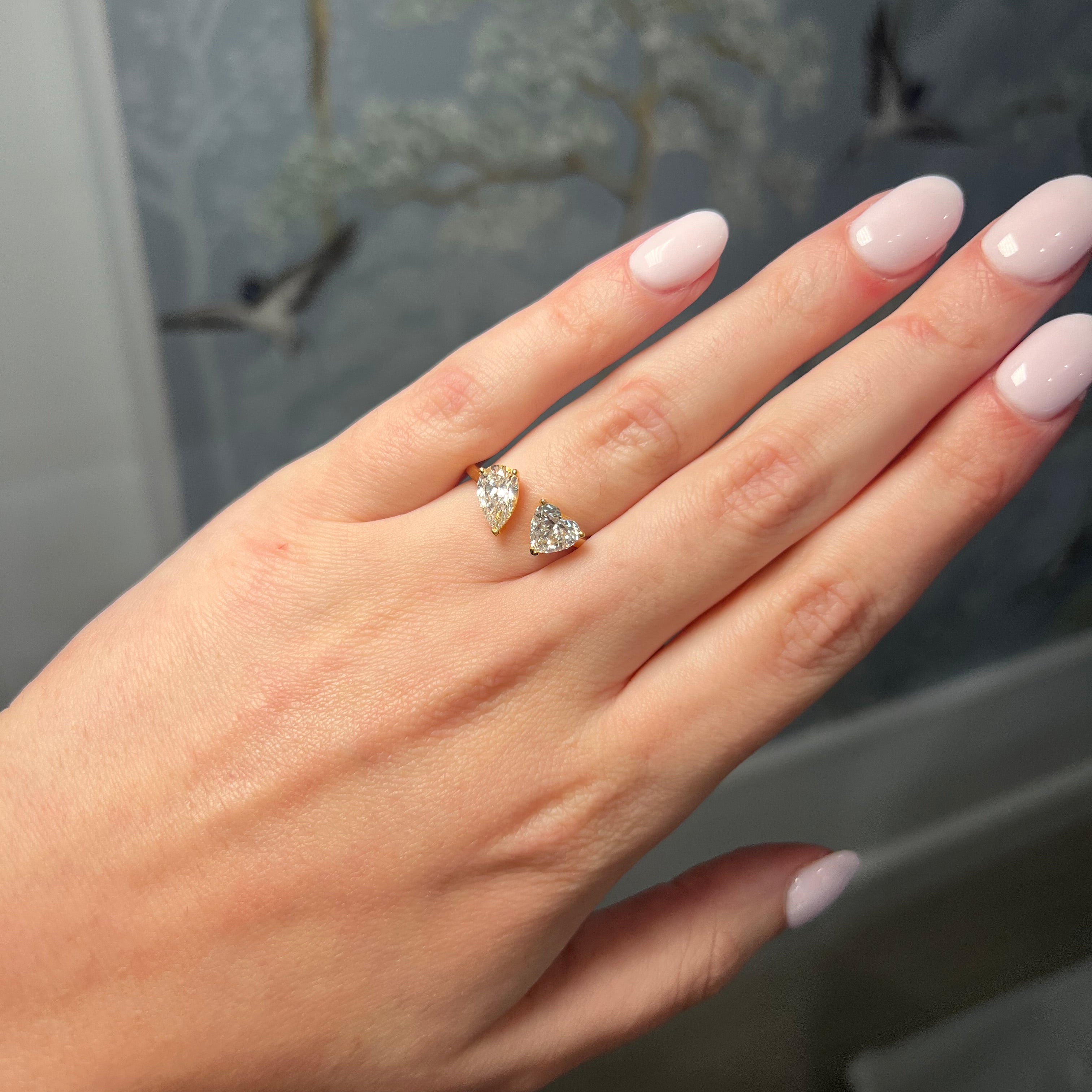 14k Yellow Gold 2 Lab Diamond Stone Ring