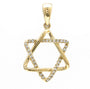 Yellow Gold Jewish Star Single Micro Pave Diamond Pendant