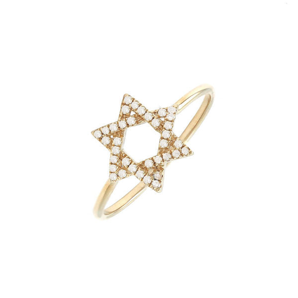 14K GOLD DIAMOND STAR of DAVID RING