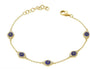 14K Gold Diamond & Sapphire Evil Eye Station Bracelet