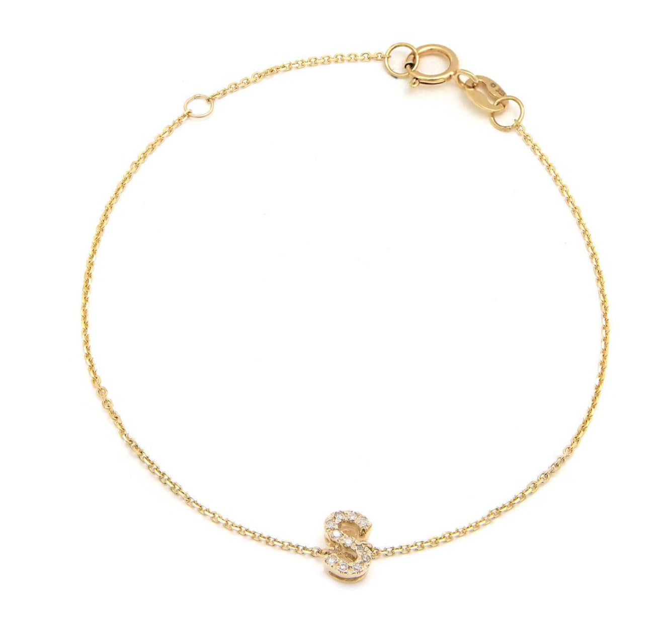 Yellow Gold Initial Bracelet