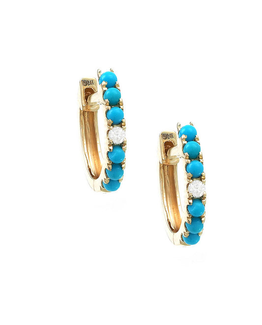 Yellow Gold Huggy Turquoise Earring