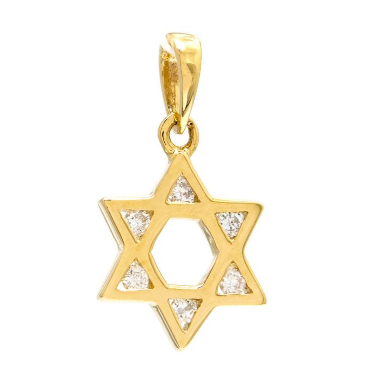 Yellow Gold Jewish Star Round Bezel Diamond Pendant