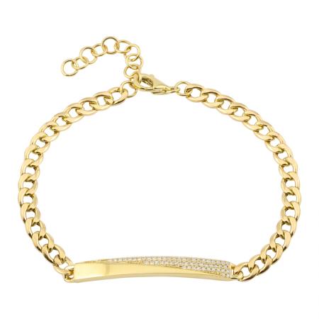 14k Yellow Gold Diamond Cuban Link Chain Bracelet