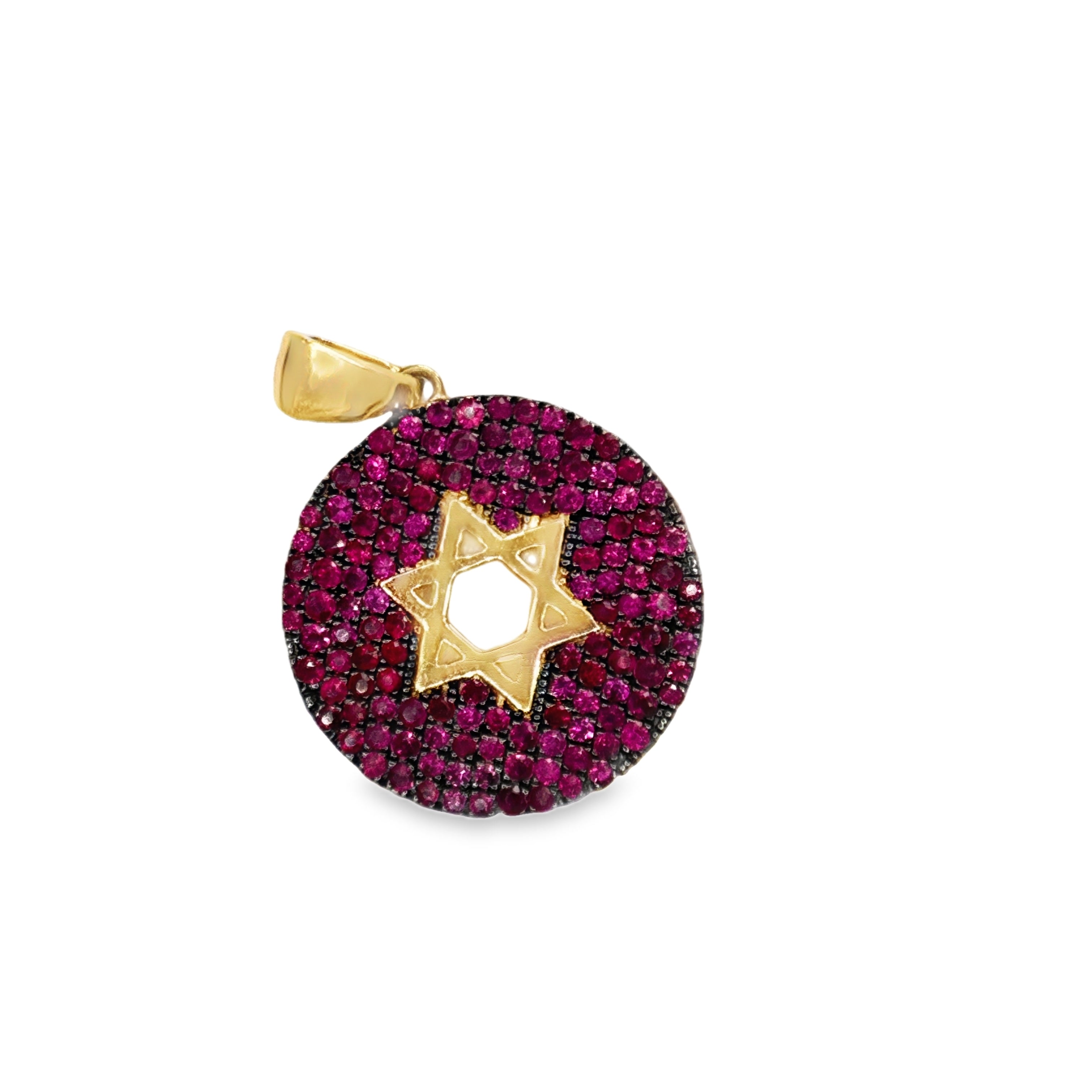 Star of David Circle Gem Charm