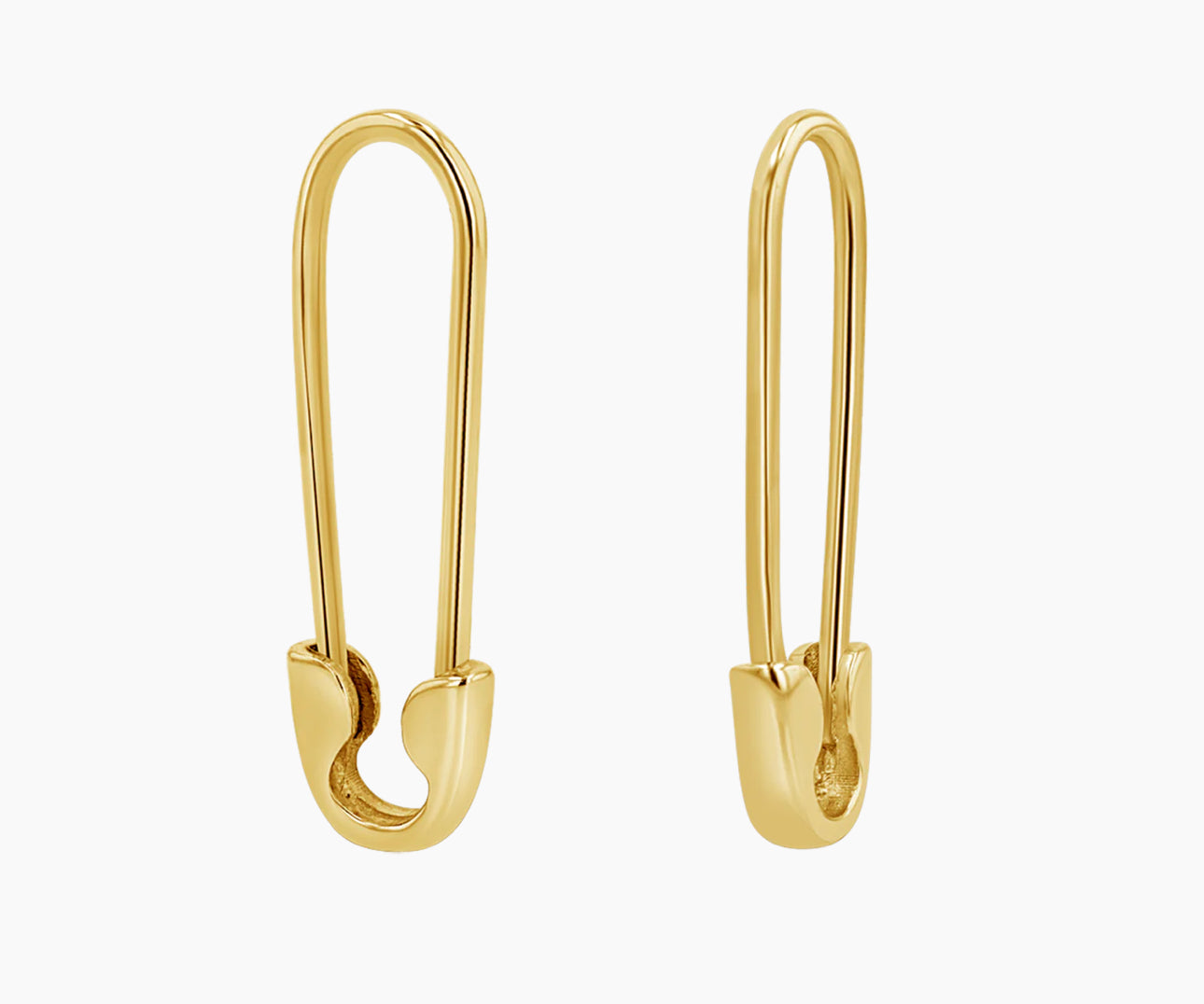 14k Yellow Gold Safety Pin Earrings