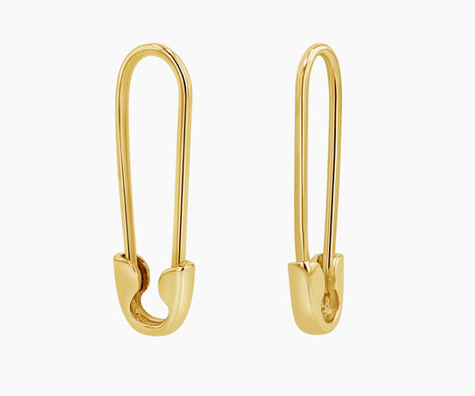 14k Yellow Gold Safety Pin Earrings