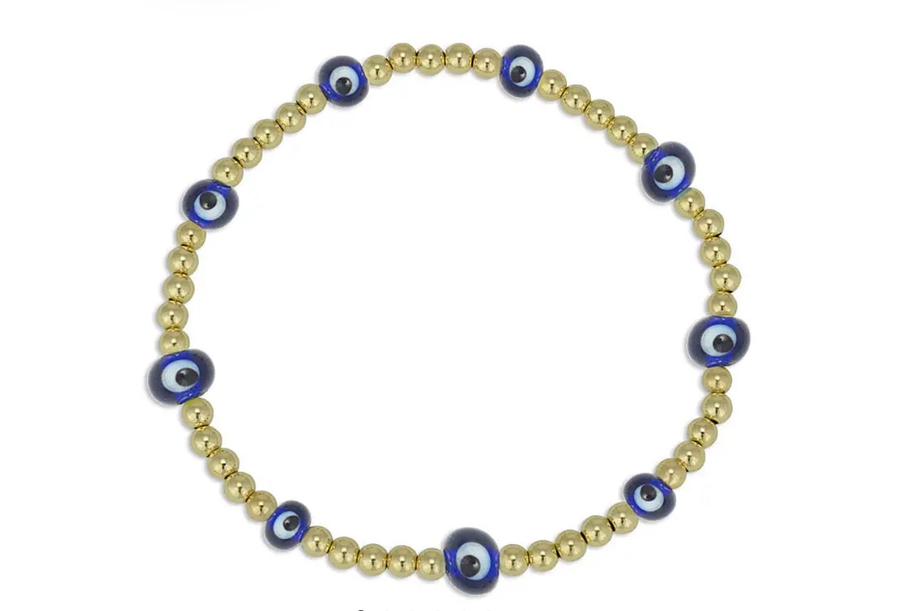Glass Evil Eye Beaded Bracelet