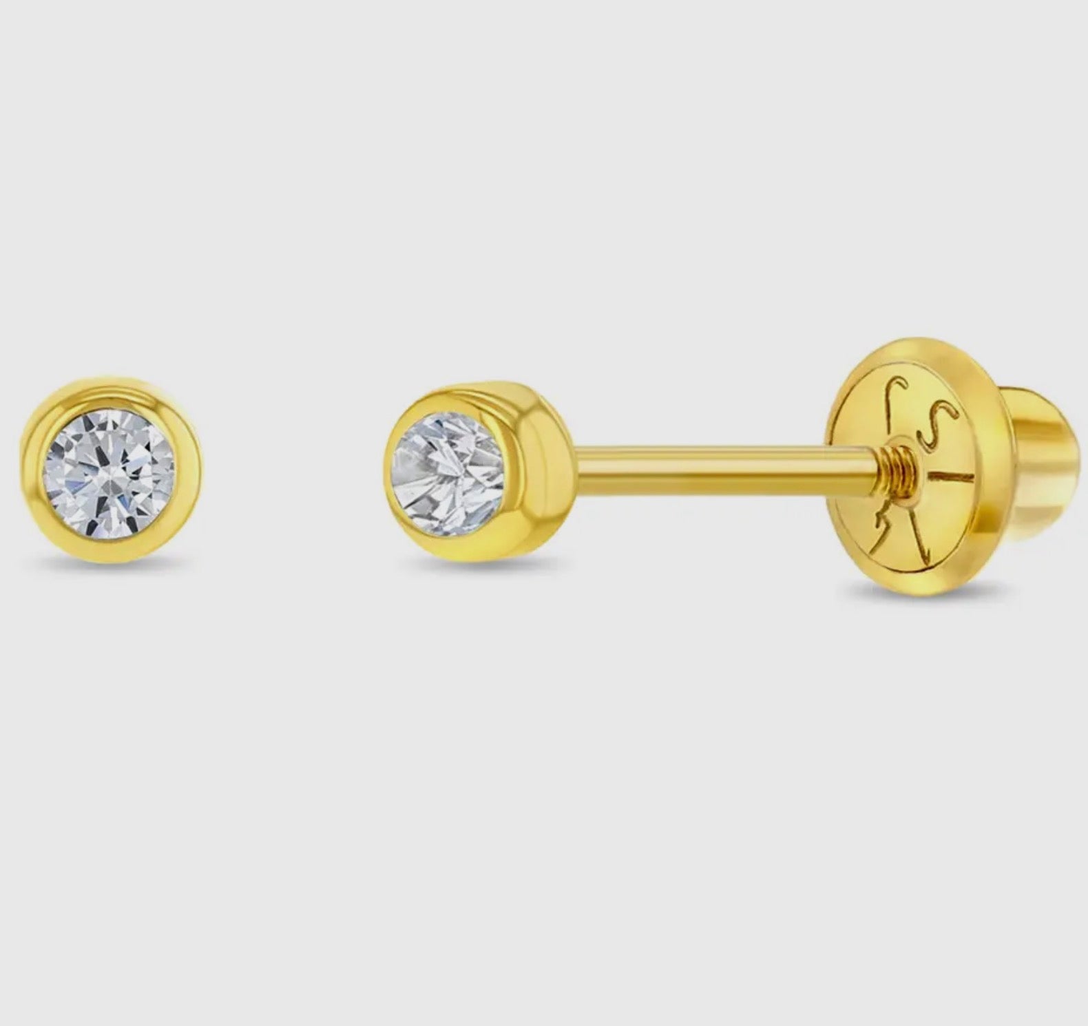 14k Gold Bezel Diamond Earring