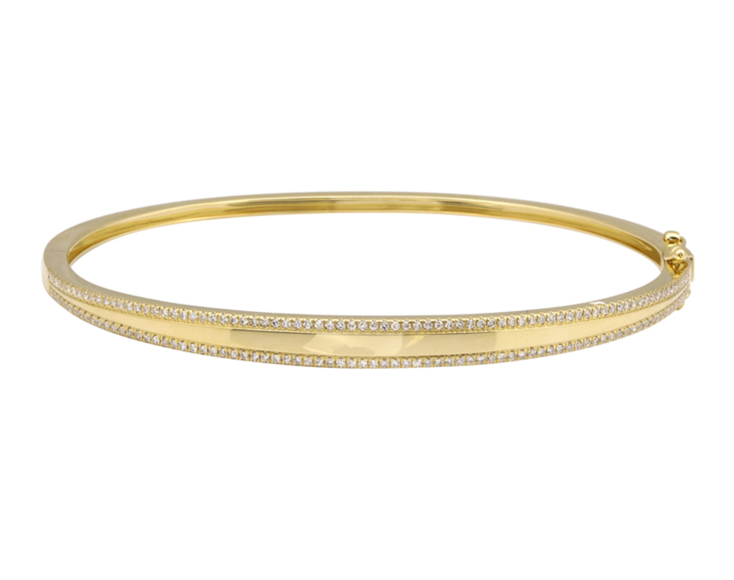 14k Yellow Gold Diamond Border Bangle