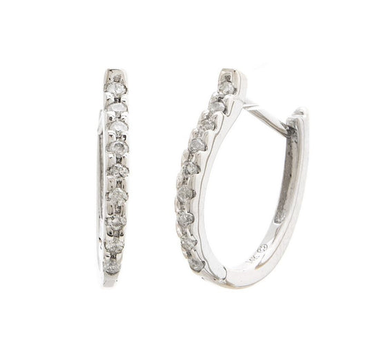 White Gold Hoop Round Prong Diamond Earrings