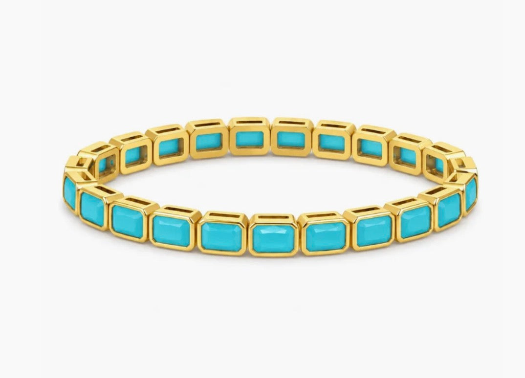 Rectangle Turquoise Stretchy Bracelet