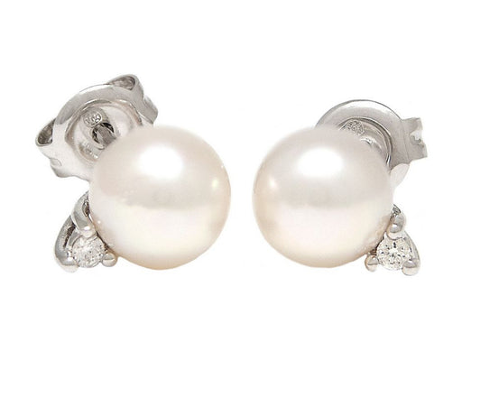 White Gold Classic Pearl Earrings