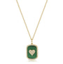 Malachite Diamond Heart Charm with Chain Necklace