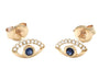 14k Yellow Gold Sapphire Evil Eye Stud