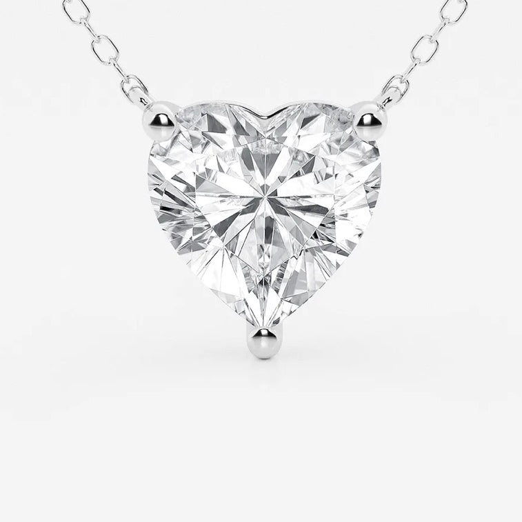 3ctw Heart Lab Grown Diamond Solitaire Pendant Necklace