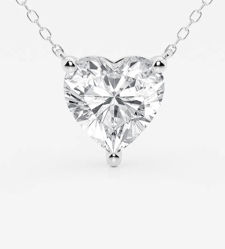 3ctw Heart Lab Grown Diamond Solitaire Pendant Necklace