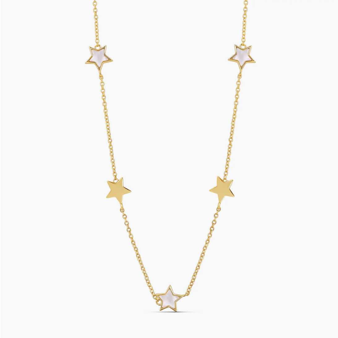 Yellow Gold Plated White and Solid Necklace