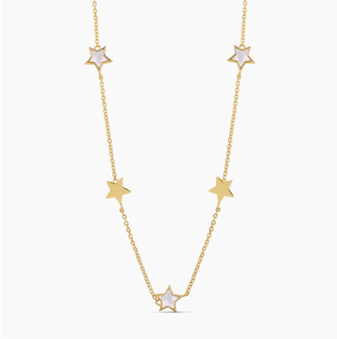Yellow Gold Plated White and Solid Necklace