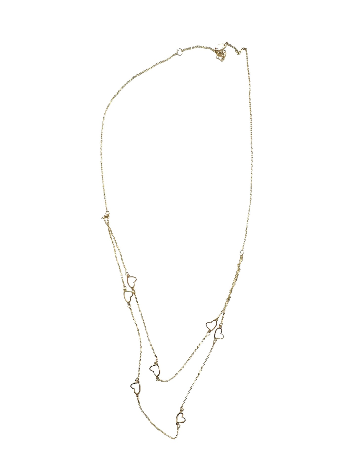 14k Double Chain Heart Necklace