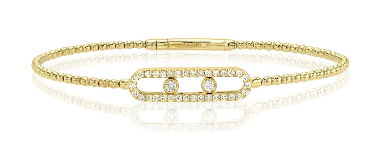 Bezeled Sliding Diamond Flexible Bangle