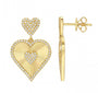 14k Yellow Gold Lines / Fluted Heart Diamond Earrings