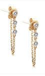 14K Yellow Gold Round Diamond Chain Earrings