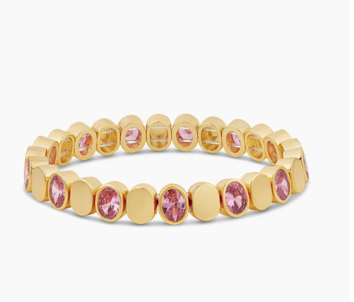 PINK OVAL STRETCHY BRACELET