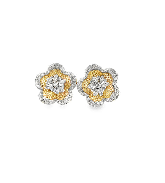 Gold & Diamond Flower Earrings