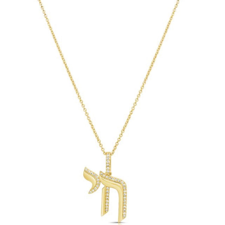 0.12CT DIAMOND CHAI PENDANT NECKLACE