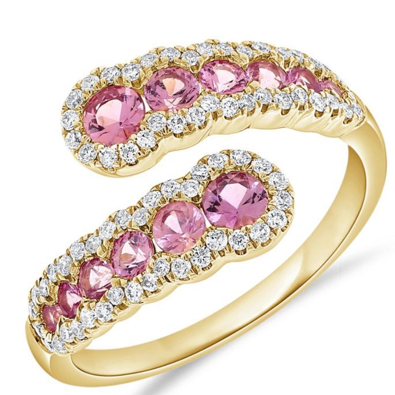 1.60CT PINK SAPPHIRE AND DIAMOND WRAP RING